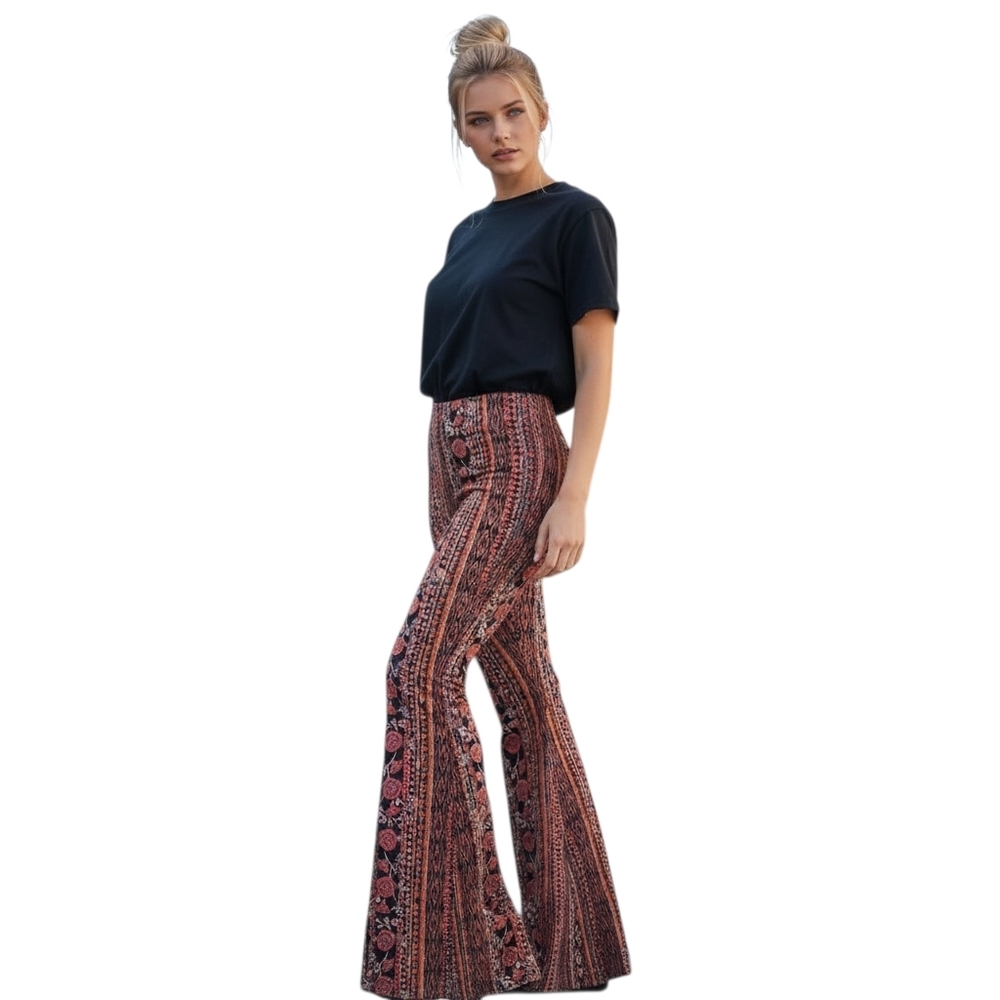 Bohemian Floral Flare Pant Size Large Festival
